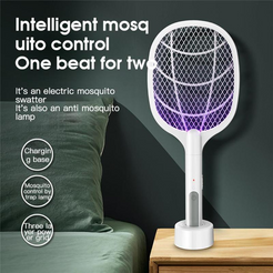 2 In 1 Electric Portable Mosquito Swatter Racket USB Rechargeable