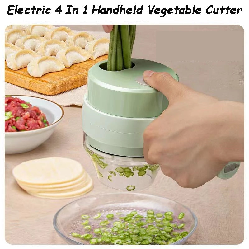 4 In 1 Handheld USB Charging Electric Vegetables Cutter Chopper.