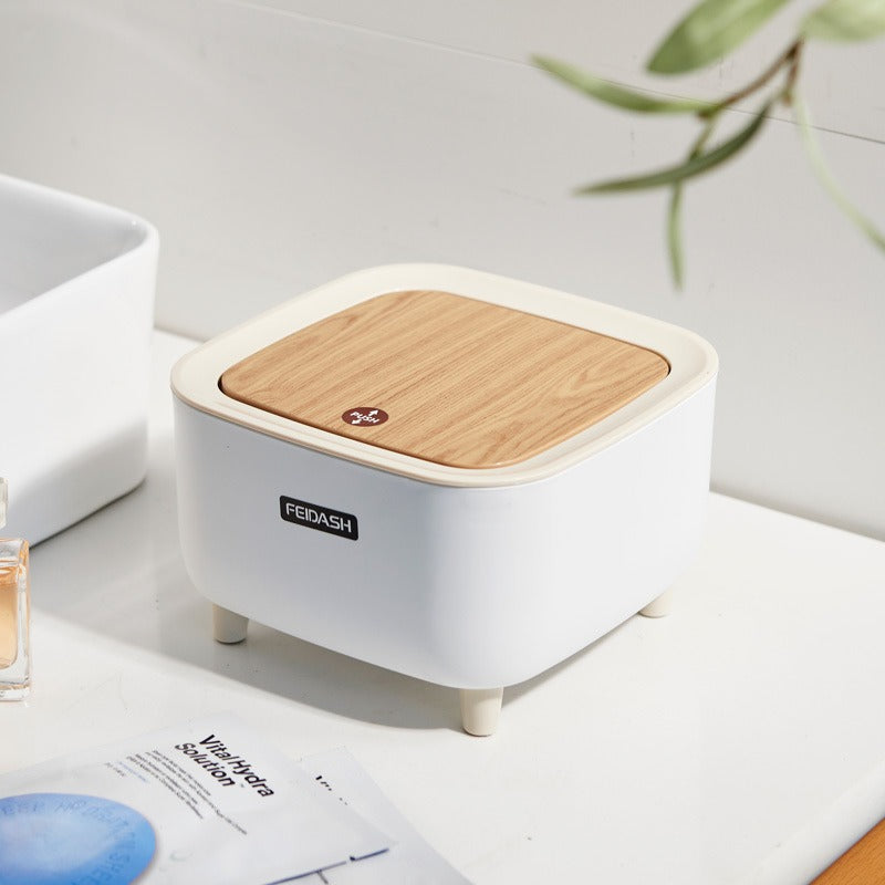 سلة المهملات المكتبية مع غطاء يفتح بالضغط