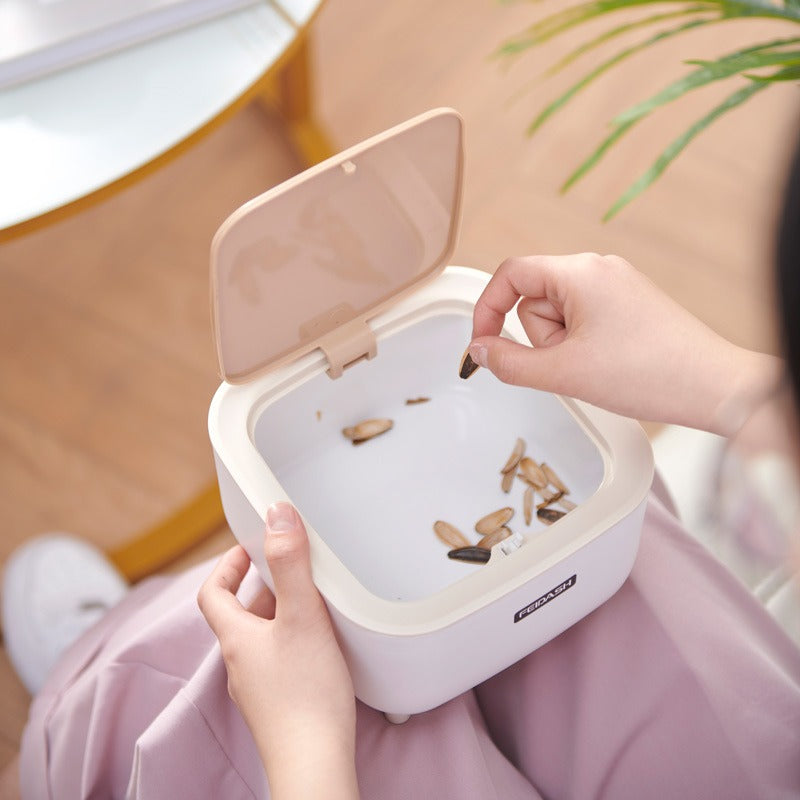 سلة المهملات المكتبية مع غطاء يفتح بالضغط